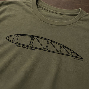 Built Not Bought aviation t-shirt, print detail